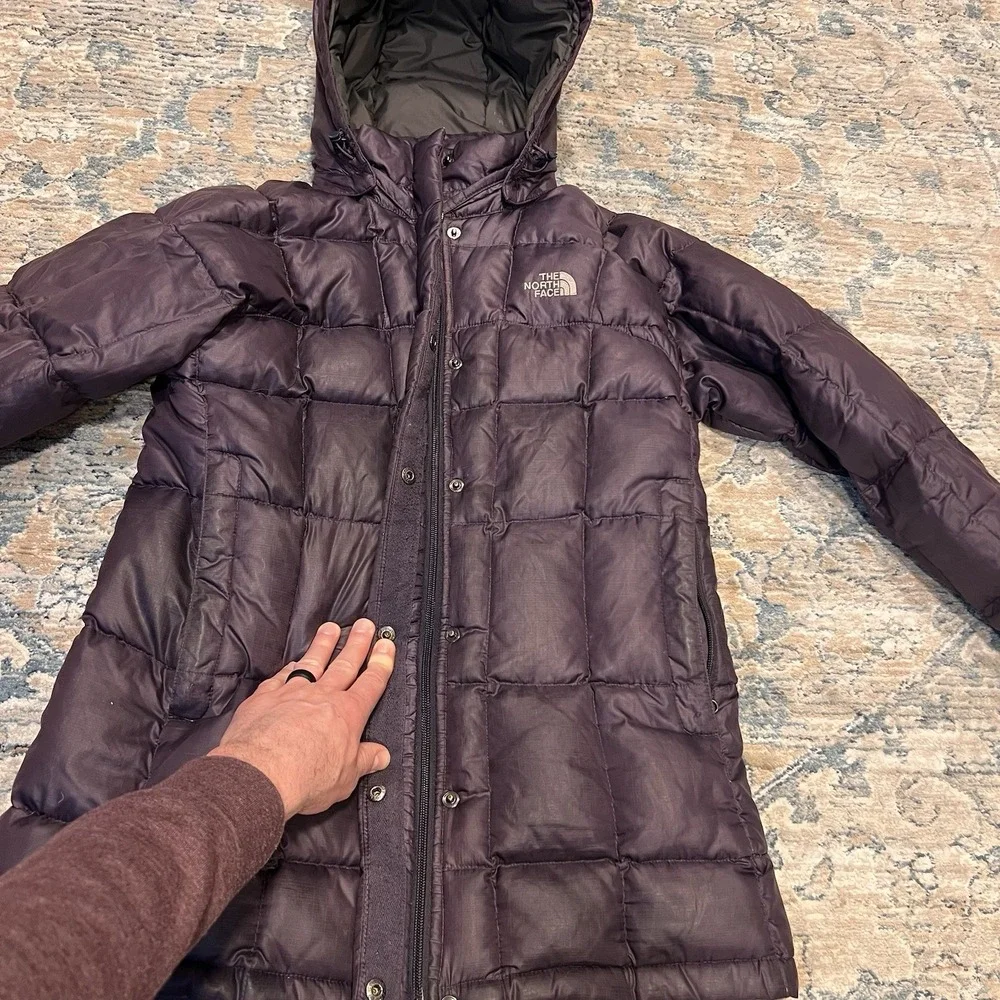 North Face Jacket Womens Medium Purple Hooded 600 Down Puffer Coat Winter Zip - Picture 8 of 12